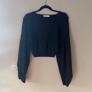 Zara Drop Shoulder Long Sleeve Crop Top